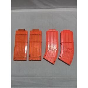 Lot of 4 Nerf Gun Magazines 12 Round & 10 Round Clips Orange Authentic #O23o